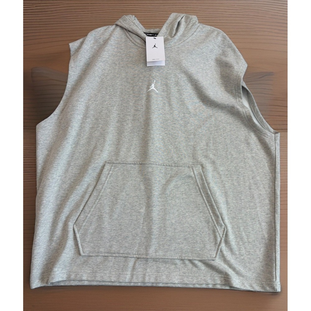 Nike Air Jordan Sport Crossover Dri Fit Sleeveless Hoodie Heather Grey Size 2XL